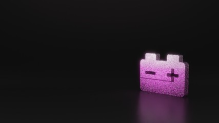 science glitter symbol of car battery icon 3D rendering