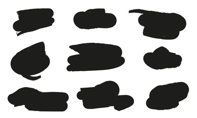 Set of hand drawn paint object black on white background.  Vector black paint, ink brush stroke, brush. Scribble texture.