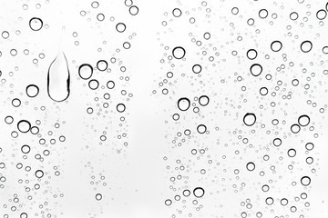 Rain drops on window glasses surface Natural Pattern of raindrops. Natural pattern of raindrops on white background for your design.