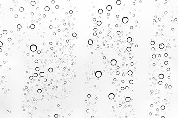 Rain drops on window glasses surface Natural Pattern of raindrops. Natural pattern of raindrops on white background for your design.