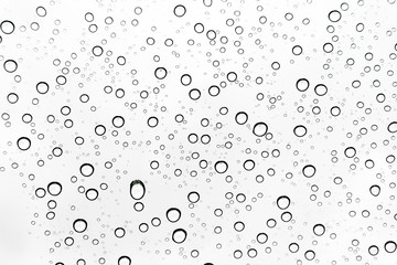 Rain drops on window glasses surface Natural Pattern of raindrops. Natural pattern of raindrops on white background for your design.