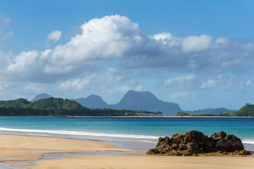 Scenic view of the Twin Beach in El Nido, Palawan, Philippines