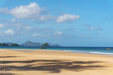 Scenic view of the Twin Beach in El Nido, Palawan, Philippines