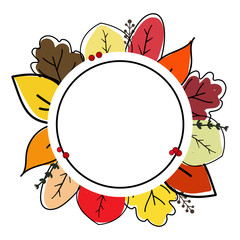 Template with autumn leaves Vector illustration on white background