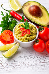 Traditional Mexican avocado sauce guacamole