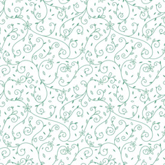 Beautiful hand drawn seamless floral swirls pattern, great for textiles, fabrics, wallpaper, wrapping, banners - vector surface design