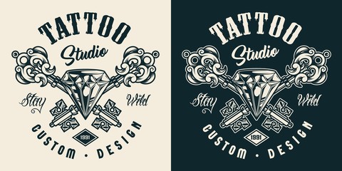 Fototapeta premium Tattoo salon monochrome label
