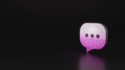 science glitter symbol of rounded chat bubble icon 3D rendering
