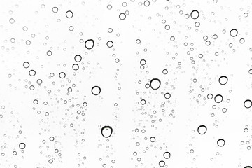Rain drops on window glasses surface Natural Pattern of raindrops. Natural pattern of raindrops on white background for your design.