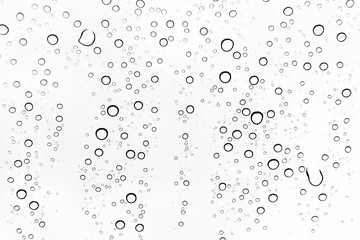 Rain drops on window glasses surface Natural Pattern of raindrops. Natural pattern of raindrops on white background for your design.