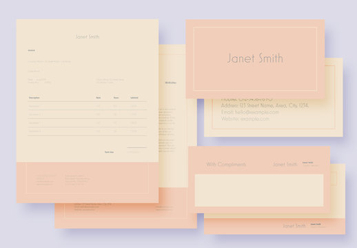 Stationary Set Layout with Yellow and Pink Elements