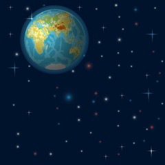 Planet earth in space. Stars and nebula on a dark background