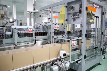 Close up Beverage bottle sorting machine