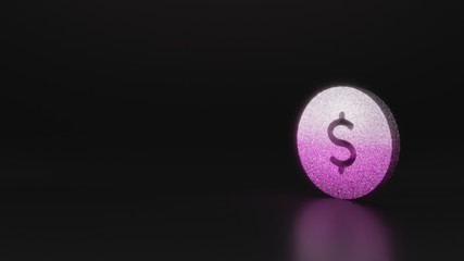 science glitter symbol of dollar  icon 3D rendering