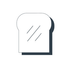Toast bread slice line art icon. Isolated white background.