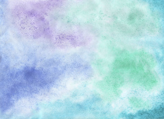 watercolor background in green lilac and blue tones for design and decoration in various areas