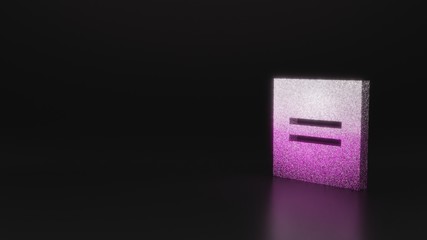 science glitter symbol of equal  icon 3D rendering