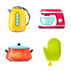 Isolated object of kitchen and cook logo. Collection of kitchen and appliance stock symbol for web.