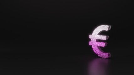 science glitter symbol of euro sign icon 3D rendering
