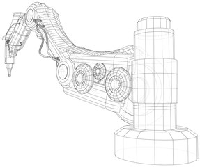 Robot hand wire-frame. Vector illustration. Tracing illustration of 3d.