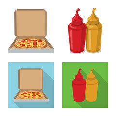 Vector illustration of pizza and food symbol. Set of pizza and italy vector icon for stock.