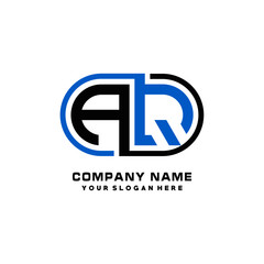 AQ initial letters looping linked oval elegant logo blue, black