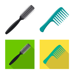 Isolated object of brush and hair symbol. Collection of brush and hairbrush stock vector illustration.