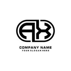 AX initial letters looping linked oval elegant logo blue, black
