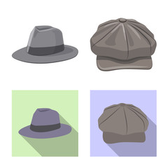 Isolated object of headgear and cap logo. Collection of headgear and accessory stock symbol for web.