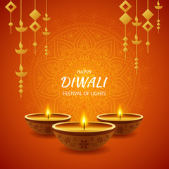 Happy Diwali festival of light celebration. Vector illustration