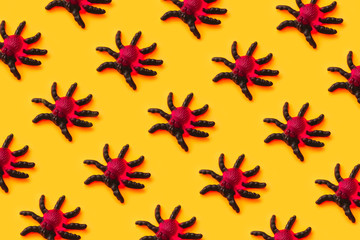 Marmalade spiders seamless pattern crawling up. Conceptual approach to the decor for the autumn...
