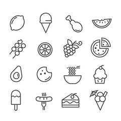 Simple set of food minimal icon isolated modern outline on white background