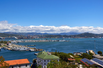 Fototapeta na wymiar View of the city and the harbor of La Spezia on the Ligurian Coast- Liguria, Italy, Europe