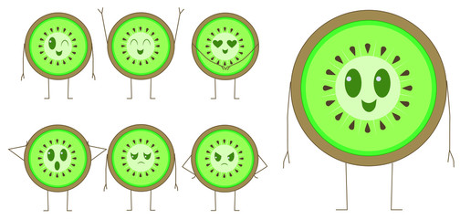 fruit kiwi cute illustration vector