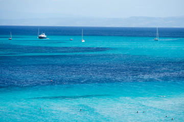Fototapeta premium Mediterranean beach in The Spiaggia La Pelosa, Stintino, Sardinia, Italy
