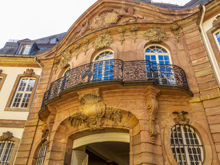 Kesselstatt Palace in Trier, Germany, exterior low-angle partial street view