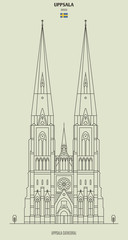 Uppsala Cathedral, Sweden. Landmark icon