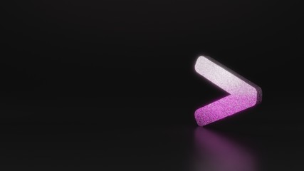 science glitter symbol of greater than icon 3D rendering