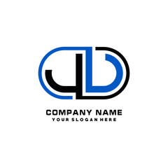 JU initial letters looping linked oval elegant logo blue, black