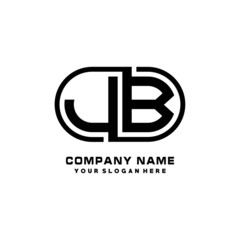 JB initial letters looping linked oval elegant logo blue, black