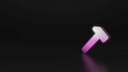 science glitter symbol of hammer icon 3D rendering