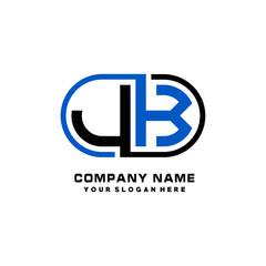 JK initial letters looping linked oval elegant logo blue, black