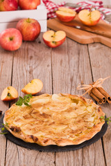 Apple tart with sugar cinnamon topping.