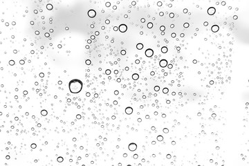 Rain drops on window glasses surface Natural Pattern of raindrops. Natural pattern of raindrops on white background for your design.