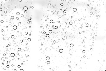 Rain drops on window glasses surface Natural Pattern of raindrops. Natural pattern of raindrops on white background for your design.