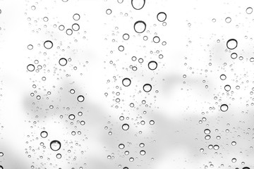 Rain drops on window glasses surface Natural Pattern of raindrops. Natural pattern of raindrops on white background for your design.