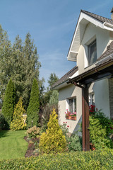 private house and its garden in a rural area