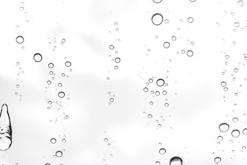 Rain drops on window glasses surface Natural Pattern of raindrops. Natural pattern of raindrops on white background for your design.