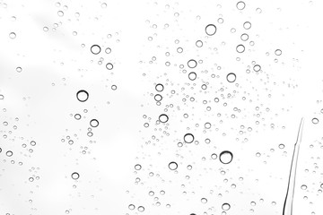 Rain drops on window glasses surface Natural Pattern of raindrops. Natural pattern of raindrops on white background for your design.