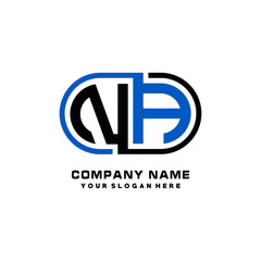 NA initial letters looping linked oval elegant logo blue, black